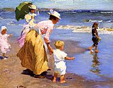 Edward Henry Potthast At the Beach painting